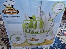 NEW Curious Chef 30 Piece Caddy Set Little Kids Cooking Baking Utensils Cutlery