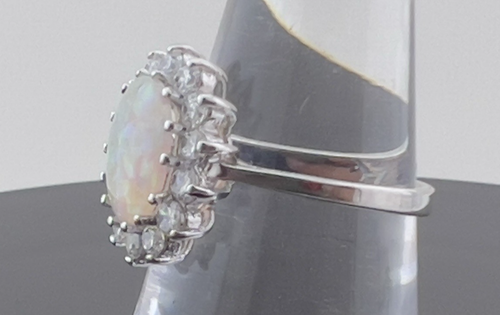 Ring 925 Sterling Silver Multi-Color Opal Topaz Accents Women Size 7.5 - Picture 6 of 9
