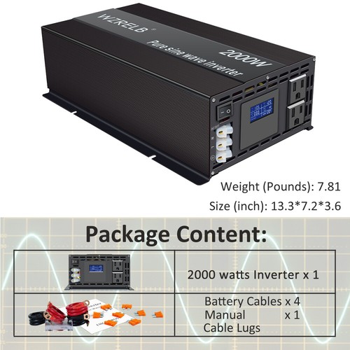 2000w Pure Sine Wave Inverter 48V to 120V Power System Home Motor Solar Wind RV - Picture 5 of 7