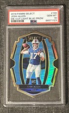 2018 Panini Select Josh Allen RC Die-Cut Light Blue Prizm /99 PSA 10 Gem Low Pop