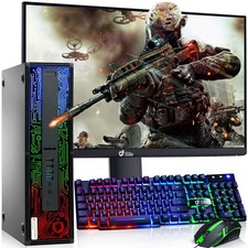HP RGB G2 SFF Gaming PC Core i7 6th 16GB RAM 512GB SSD HDD 24" LED NVIDIA Win 11