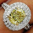 4CT Lab-Created Canary Yellow Diamond Halo Wedding Ring 14K White Gold Plated