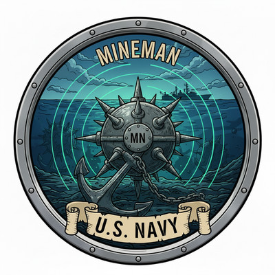 Mineman Rate Decal - Contact Mine Decal - 4'' US Navy Sailor Decal
