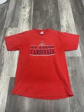 Vintage Logo 7 MLB St Louis Cardinals Embroidered Red Tshirt Large
