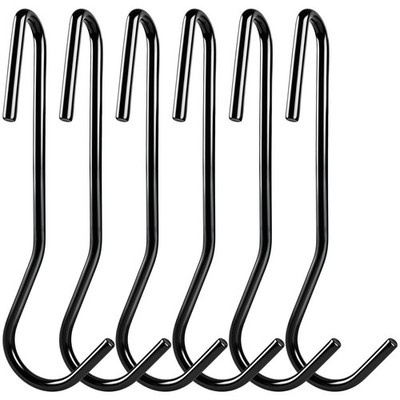 ESFUN 12 Pack 90 Degree Twist Angled Hooks, Heavy Duty Black Pot Rack Hooks Pot