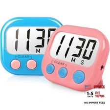 Classroom Timers for Kids - Large Magnetic Digital - 1 Blue Pink - 2 Pack