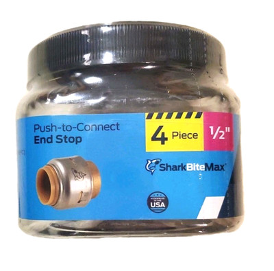 *4pk* SharkBite Max 1/2'' Push-to-Connect Brass End Stop Fitting Pro Pack UR514J4