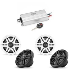 Clarion Marine 4 Channel Amp  2 CMS-651-SWB 6.5" Boat Audio Upgrade Bundle