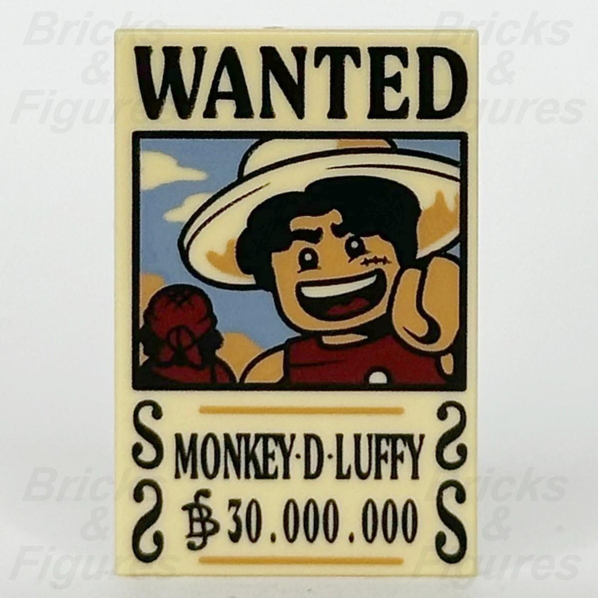 LEGO One Piece Monkey D. Luffy WANTED Poster Tile 2 x 3 Part