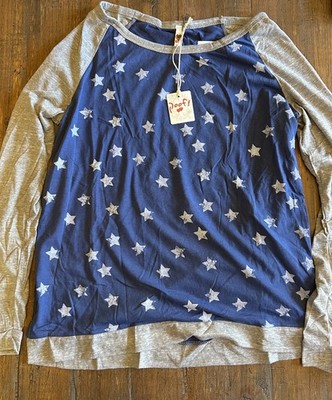 Poof Apparel Blue Shirt with Gray Stars