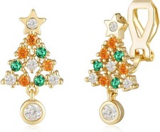 YOQUCOL Christmas Tree Shape Clip On Earrings for Women Cubic Gold-04