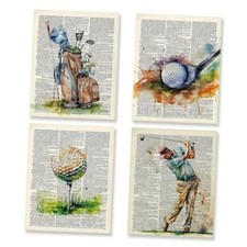Retro Golf Wall Decor Art Set of 4 - Vintage Artwork Poster Prints Gym golf-3