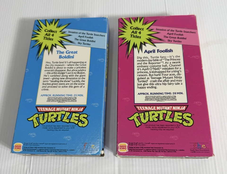 Teenage Mutant Ninja Turtles Burger King Kids Club VHS Tapes, RARE & VINTAGE Foto 2 de 4