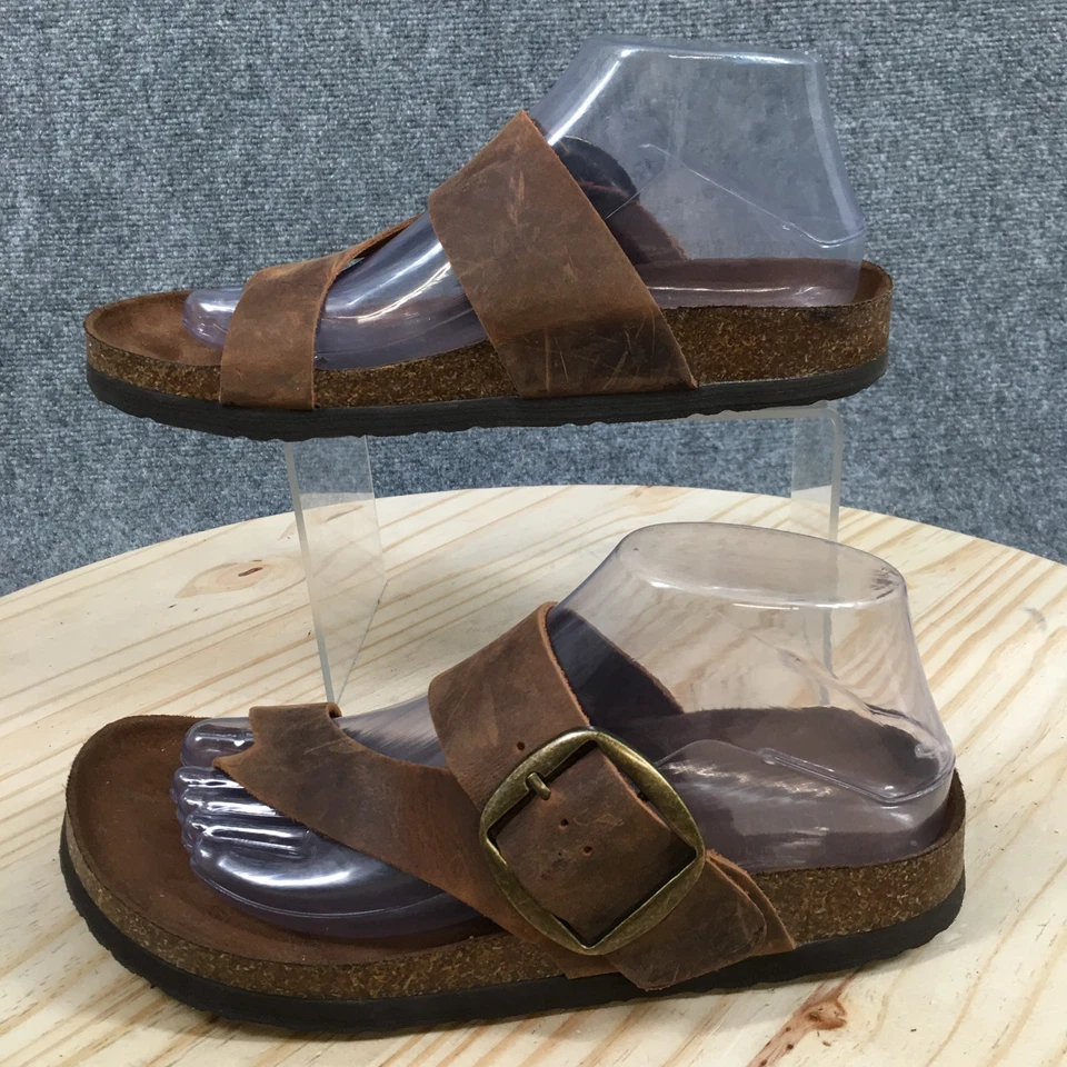 White Mountain Sandals Womens 8 M Harley Slip On Black Leather Toe-Loop Casual - Image 4 of 4