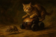 Barockes Ölgemälde Saugroboter Maus Jagd  Mit Katze Malerei Gemälde Kunstdruck