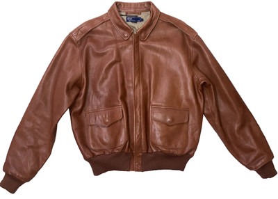 Polo Ralph Lauren Brown Leather Bomber Jacket Vintage? L Large GORGEOUS