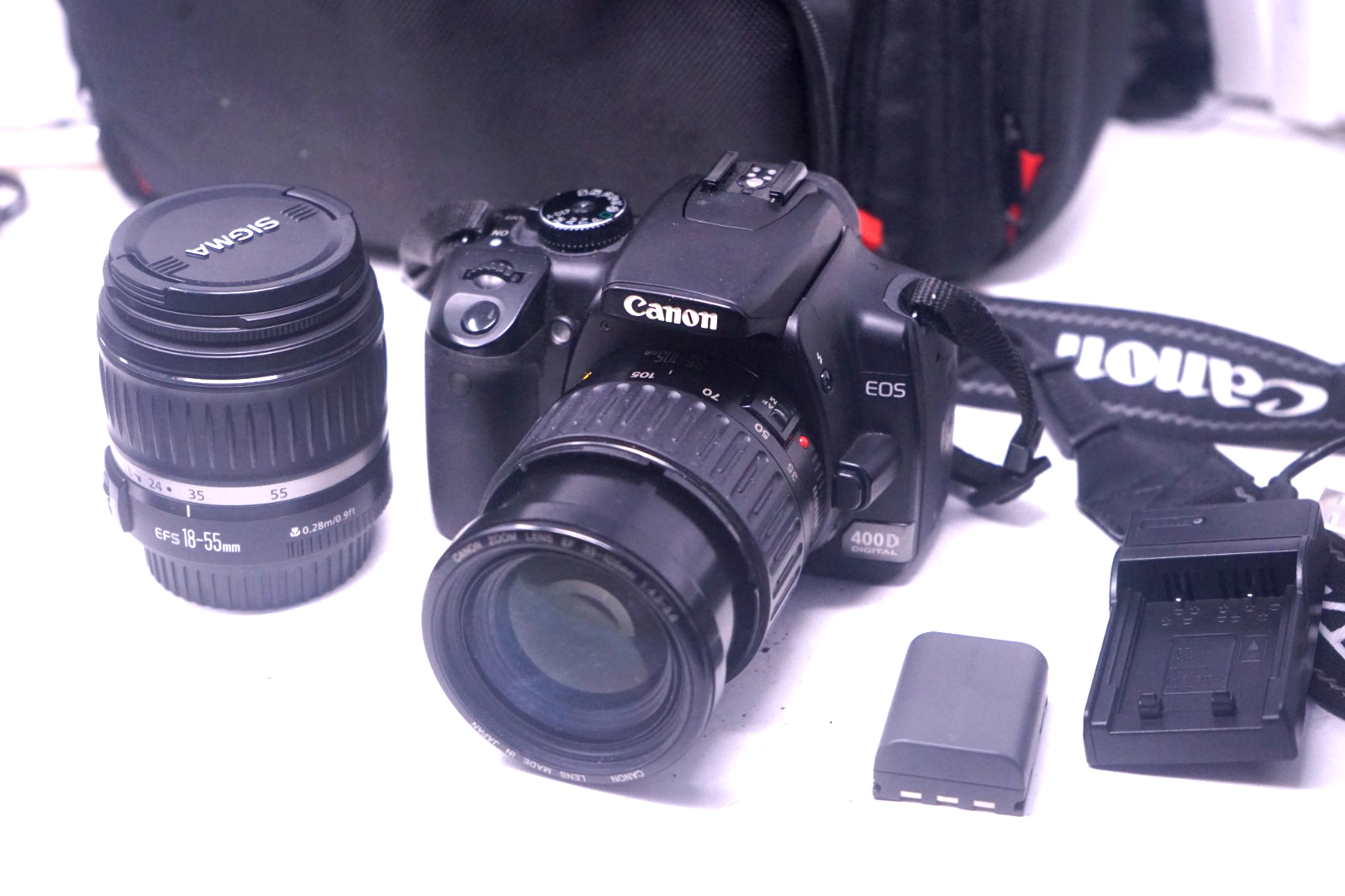 Canon EOS 400D Rebel Xti 10.1MP Digital SLR Camera with 18-55mm 35-105mm Lenses