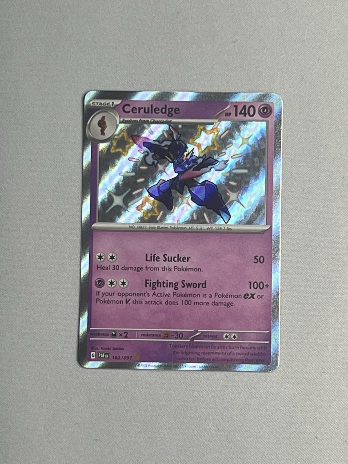 Ceruledge 162/091 Pokemon Paldean Fates Baby Shiny Holo NM