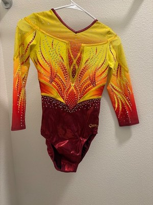 Quatro gymnastics red flames leotard women s adult medium New with Tags