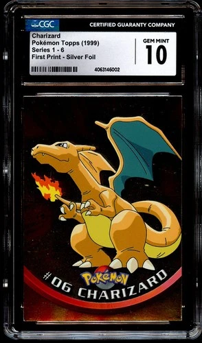 CGC 10 GEM MINT Charizard 06 TOPPS 1ST PRINT Series 1 SILVER Pokemon Card 002