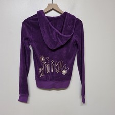 Juicy Couture Y2K Purple Velour Hoodie USA Made Deadstock NWT Small Bling