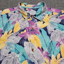 Tommy Bahama Shirt Men Extra Large Silk TB93 Floral Hawaiian Beach Loud Tropical