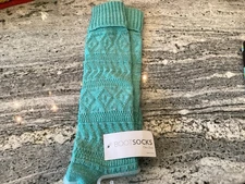 NWT Vanity Teal Silver Metallic Southwest Aztec Boot Socks OS NOS Y2K