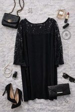 Lane Bryant Black Cocktail Lace Zip Long Sleeve Poly Dress. Ladies Sz 26