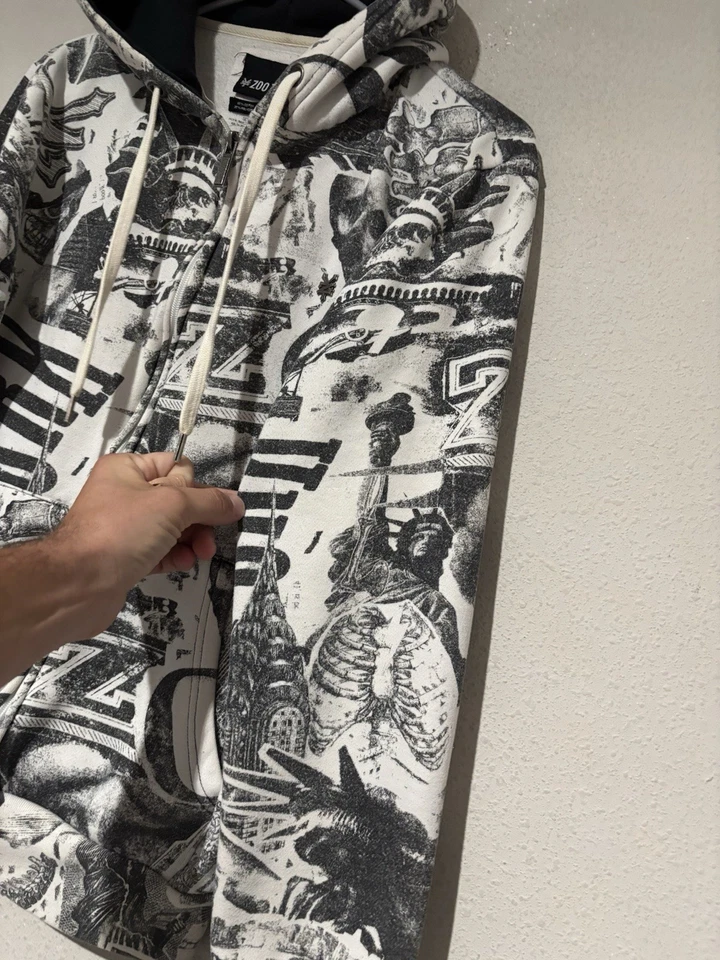 Zoo York Sudadera con Capucha Para Hombre S Y2K Gráfico Cremallera Patinador Nueva York Gótico Grunge Estatua Libertad Foto 2 de 4