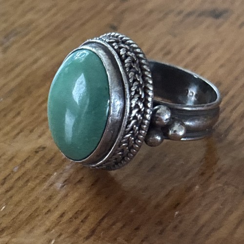 Vintage Sterling Ring mit grünem Stein Größe 7,5 unsigniert - Bild 3 von 8