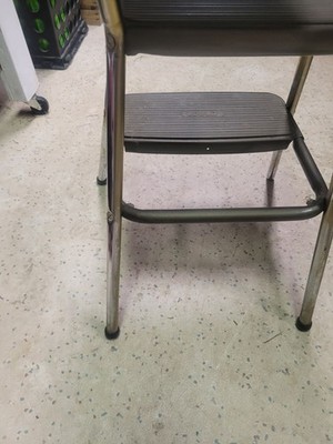 Vintage Cosco Kitchen Metal Step Stool Chair Flip Up Seat Retro