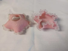 Antique Vintage Pink Swirl Bobeche Ruffled Rim