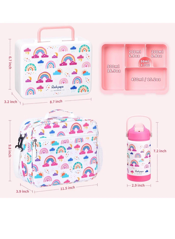 Fiambrera Rockpa 5 Compartimentos Bento con Bolsa de Hielo para Niños Foto 4 de 4