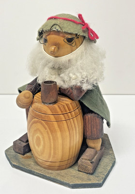 Vintage Echte 7'' German Incense Smoker Burner Old Man with Beard and Barrel