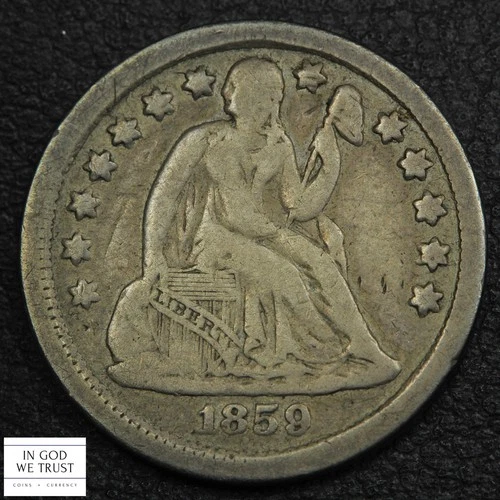 1859-P Seated Liberty Dime — photo from the most recent tracked eBay sale