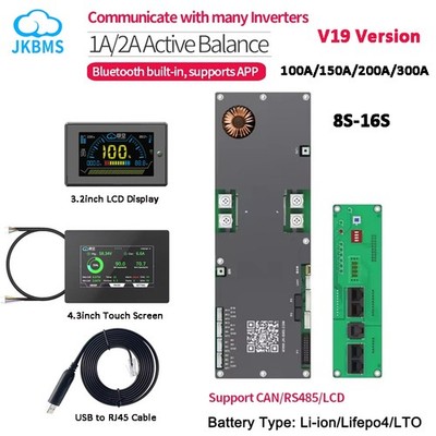 JK BMS Smart Inverter BMS V19 8S-16S 100A-300A For Family Energy Storage lot AEU