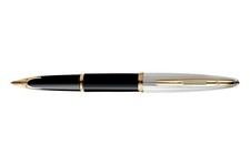 Penna stilografica Waterman Carene Deluxe argento e oro 18 carati fine pt nuova con scatola