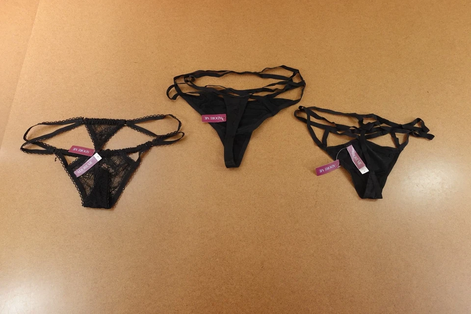 Adore Me Womens Size Medium Black Strappy Thong Panty 3 Pack NWT - Image 2 of 4