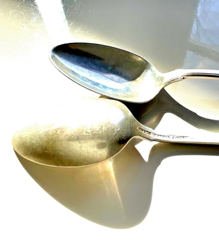 Wallace Sterling Silver Art Deco Dessert Spoons Set of 2 Deer Hallmark Estate