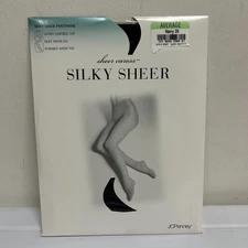 New JCPenny Silky Sheer Caress Pantyhose Size Average Navy Blue Control Top