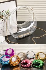 Elegant evening Bag   Gold and Silver Dinner Bag, Stylish Makeup Acrylic Bag, Pe