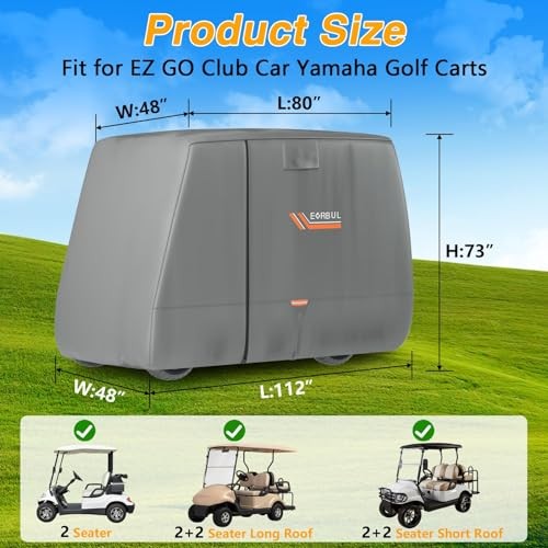 Golf Cart Cover Heavy Duty 420D Waterproof Golf Cart Covers with Three Zipper - Picture 3 of 7
