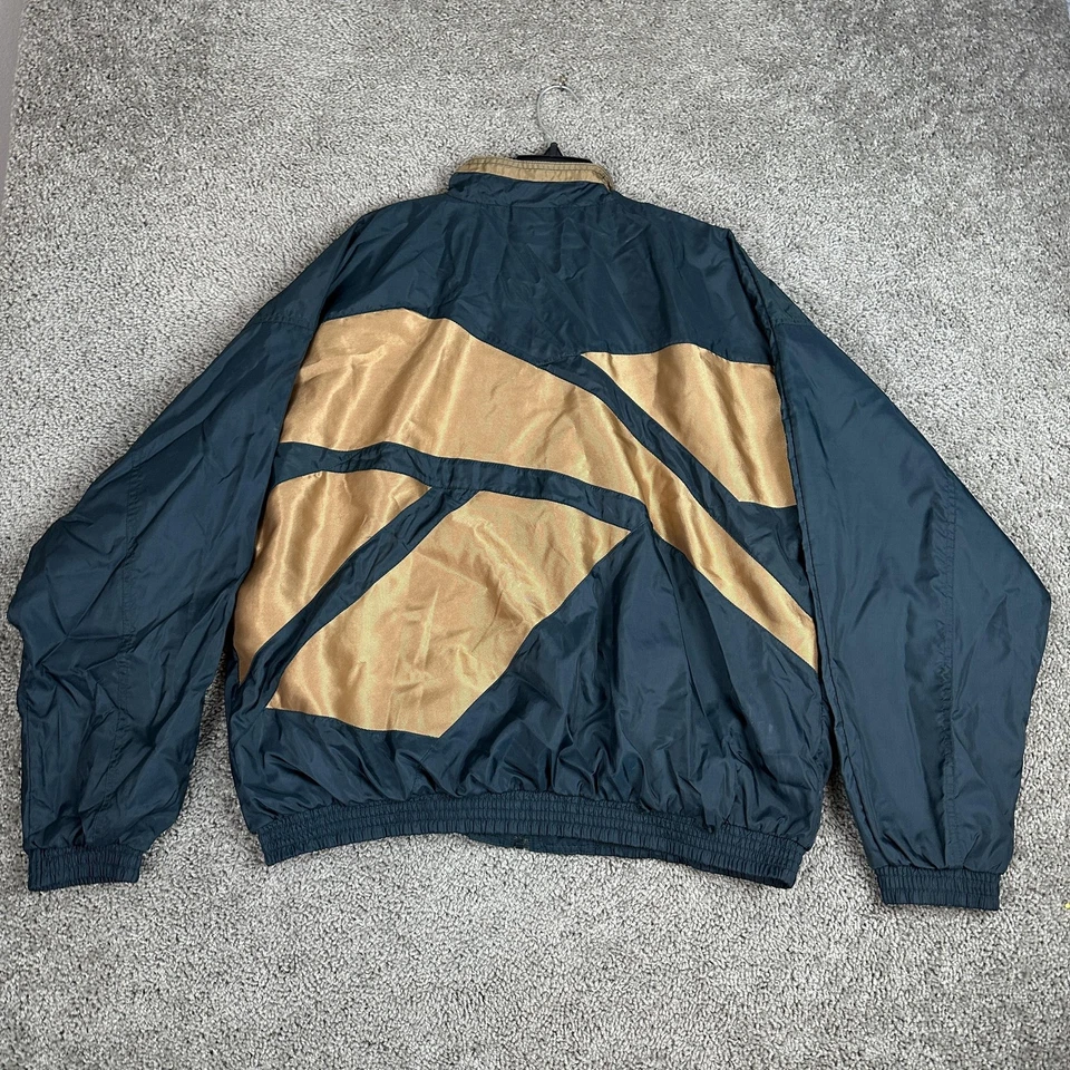 Chaqueta cortavientos vintage Reebok para hombre XL verde azulado tostado cremallera completa bloques de color pista años 90 Foto 2 de 4
