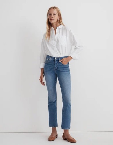 Madewell Mid-Rise Kick Out Crop Jeans – Mather Wash – 25P