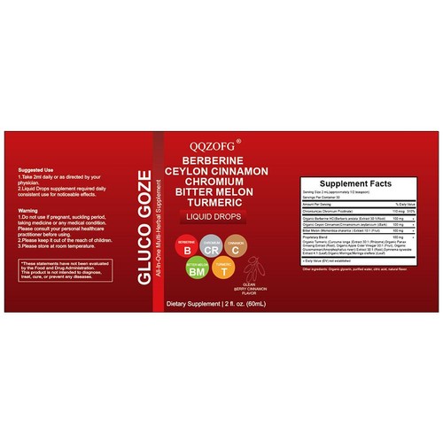 Berberine Ceylon Cinnamon Liquid Drops 1500mg PER SE RVING 60 ml - Picture 8 of 9