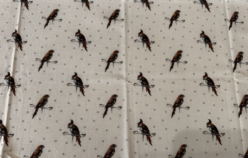 Brown Parrots on Beige Fabric 9 IN X 36 IN - Picture 3 of 3