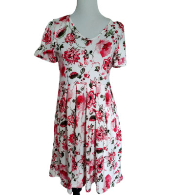 Lalo and company fit and flare summer dress, pink, green size M