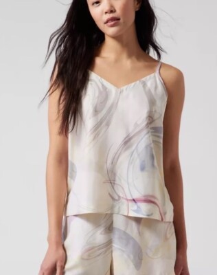 NWOT Athleta Calm Cool Cami Marble Abstract Chantilly Cream Size L
