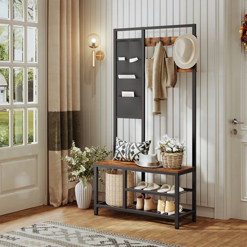 Garderobe Garderobenständer Kleiderständer Schuhregal mit Sitzfläche Sitzbank - Bild 8 von 13