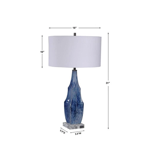 Uttermost Everard Traditional Porcelain Iron and Fabric Table Lamp in Blue - Picture 8 of 8